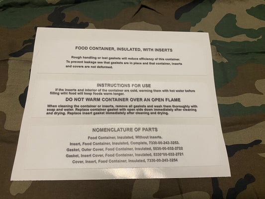 MERMITE INSULATED FOOD STORAGE DECAL SET