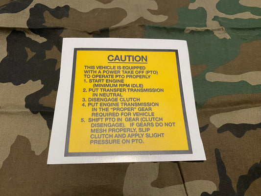 CAUTION PTO DECAL