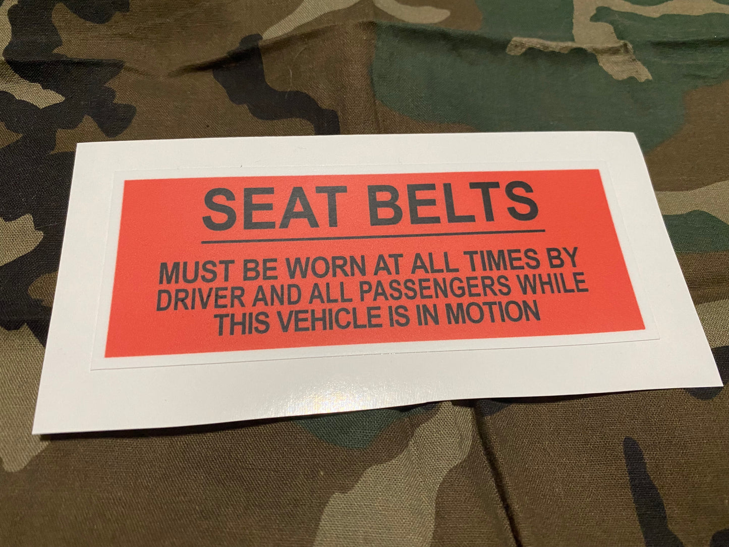 SEATBELT WARNING DECAL