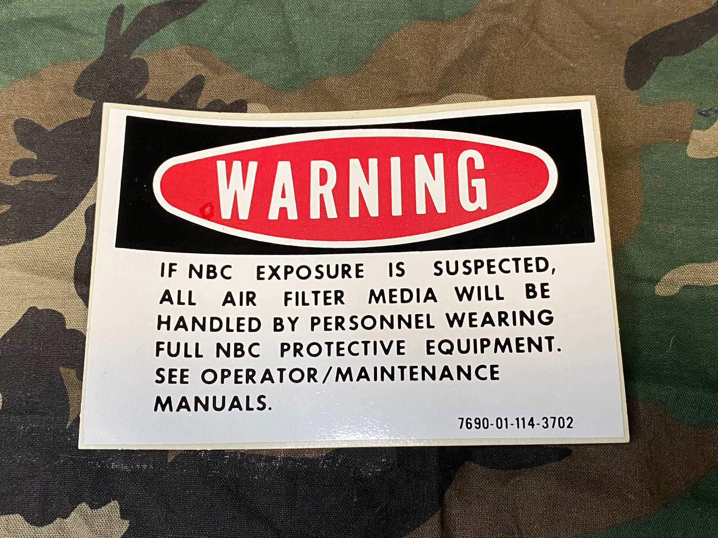 NBC EXPOSURE WARNING DECAL