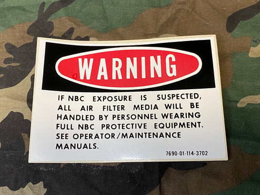 NBC EXPOSURE WARNING DECAL