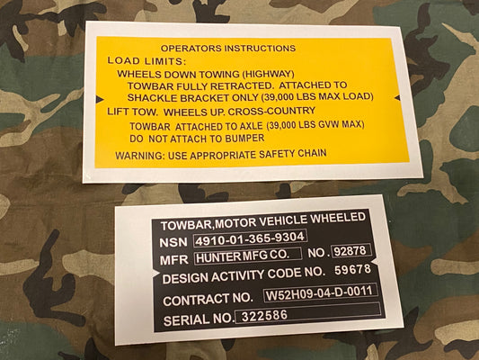 MEDIUM TOW BAR REPLACEMENT DECAL SET