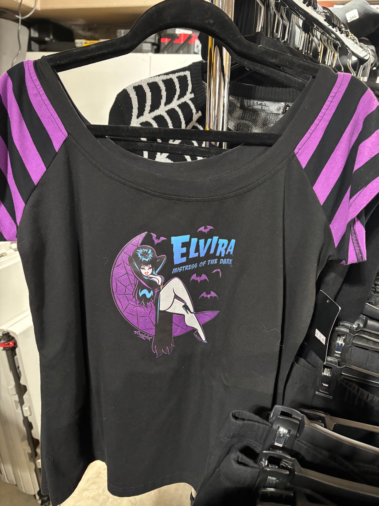 ELVIRA MOON CRESCENT GLITTER SHOULDER TOP