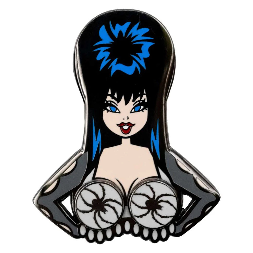 Elvira Spinning Spiders Enamel Pin