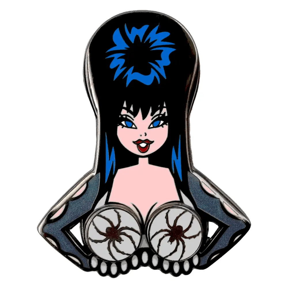 Elvira Spinning Spiders Enamel Pin
