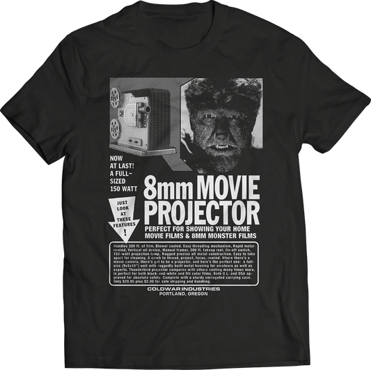 8MM PROJECTOR GLOW IN THE DARK WOLFMAN T-SHIRT