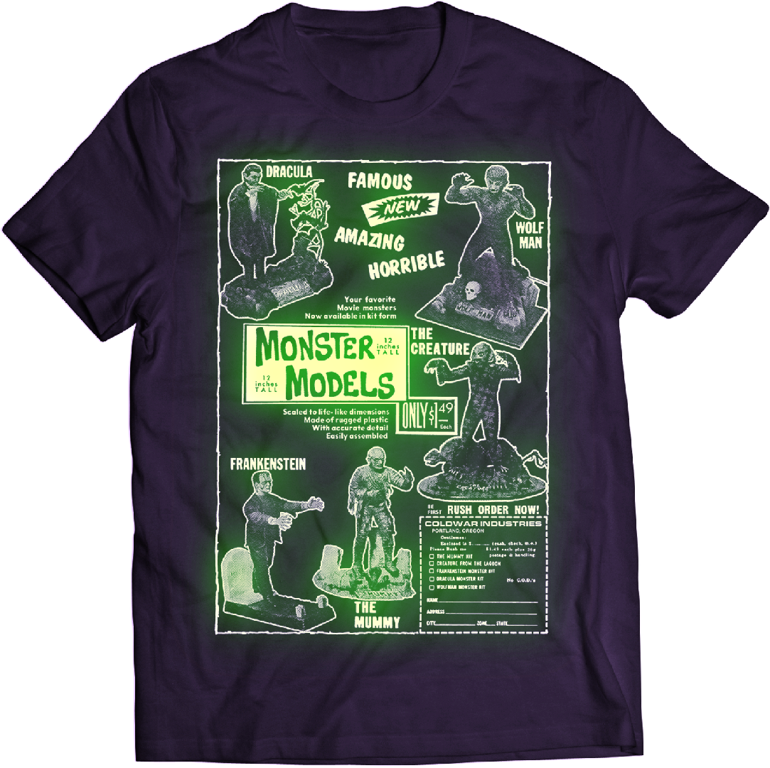 GLOW IN DARK MONSTER MODELS T-SHIRT