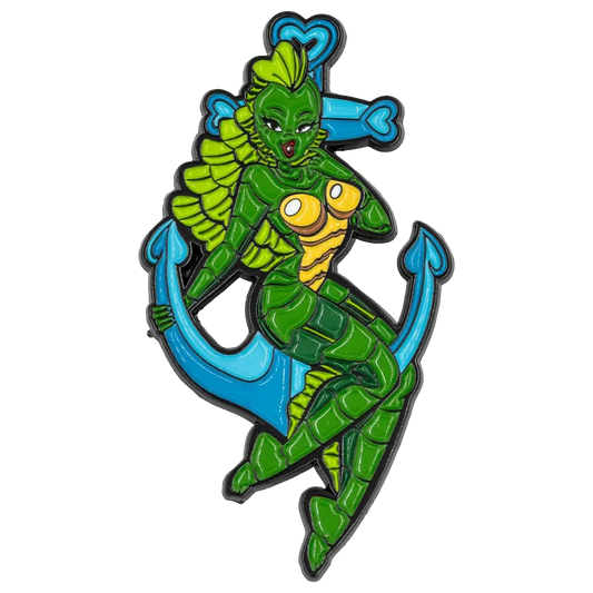 Creature Girl Anchor Glitter Enamel Pin