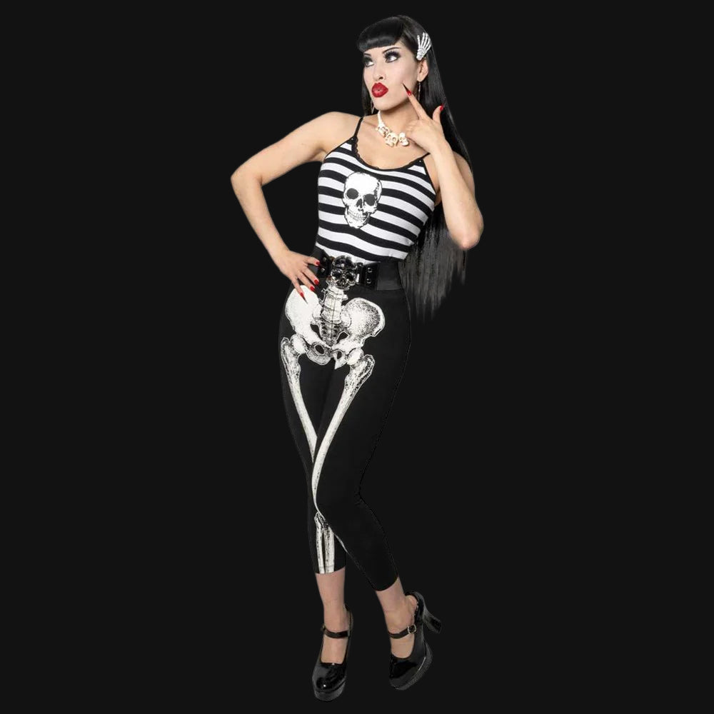 Skull Striped Lace Cami Top