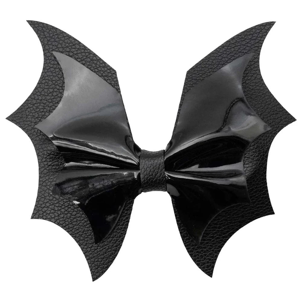 Batwing Black PVC Hair Bow