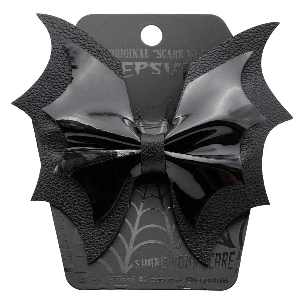 Batwing Black PVC Hair Bow