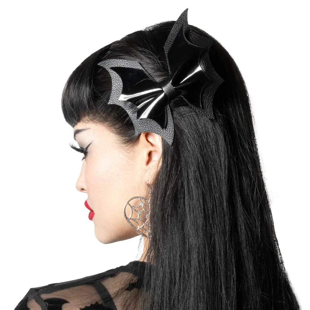 Batwing Black PVC Hair Bow