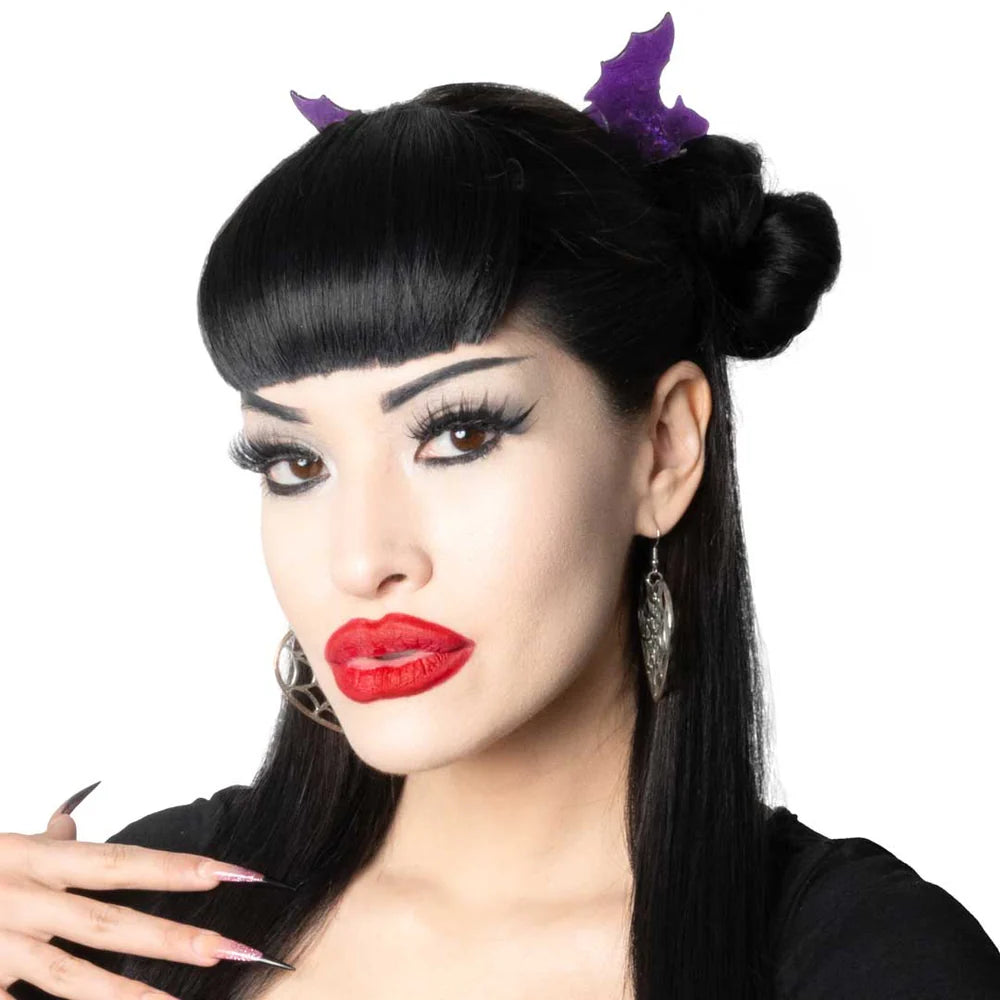 Bat Med Claw Clip Set Purple