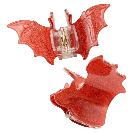 Bat Med Claw Clip Set Red Glitter