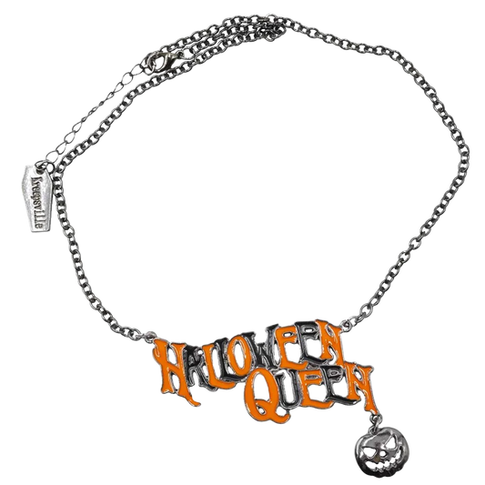 HALLOWEEN QUEEN TEXT NECKLACE