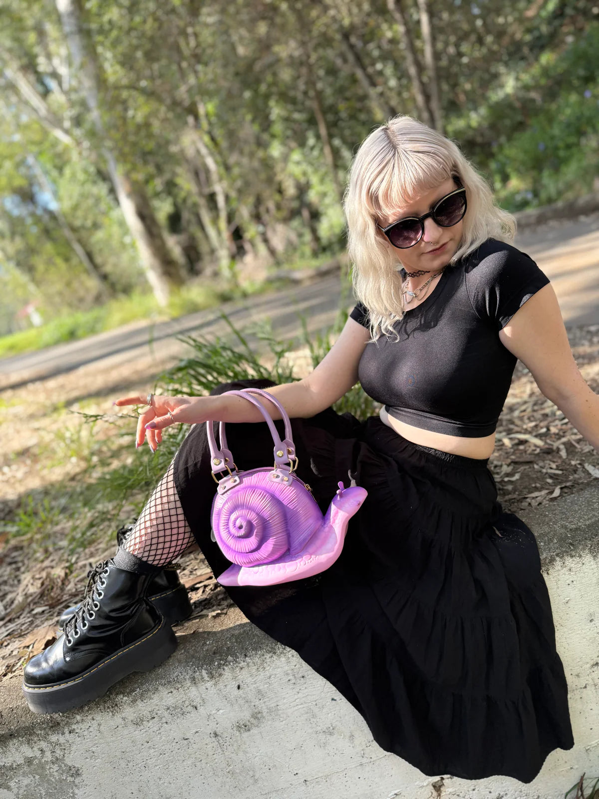 Windy Willows Purple Snail Bag