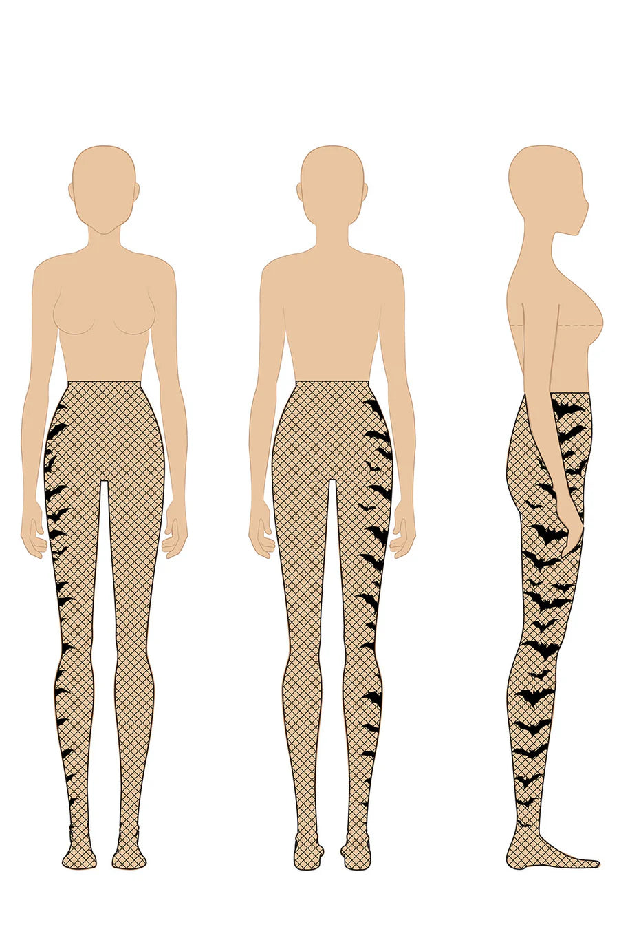 ASYMMETRIC BAT FISHNET TIGHTS