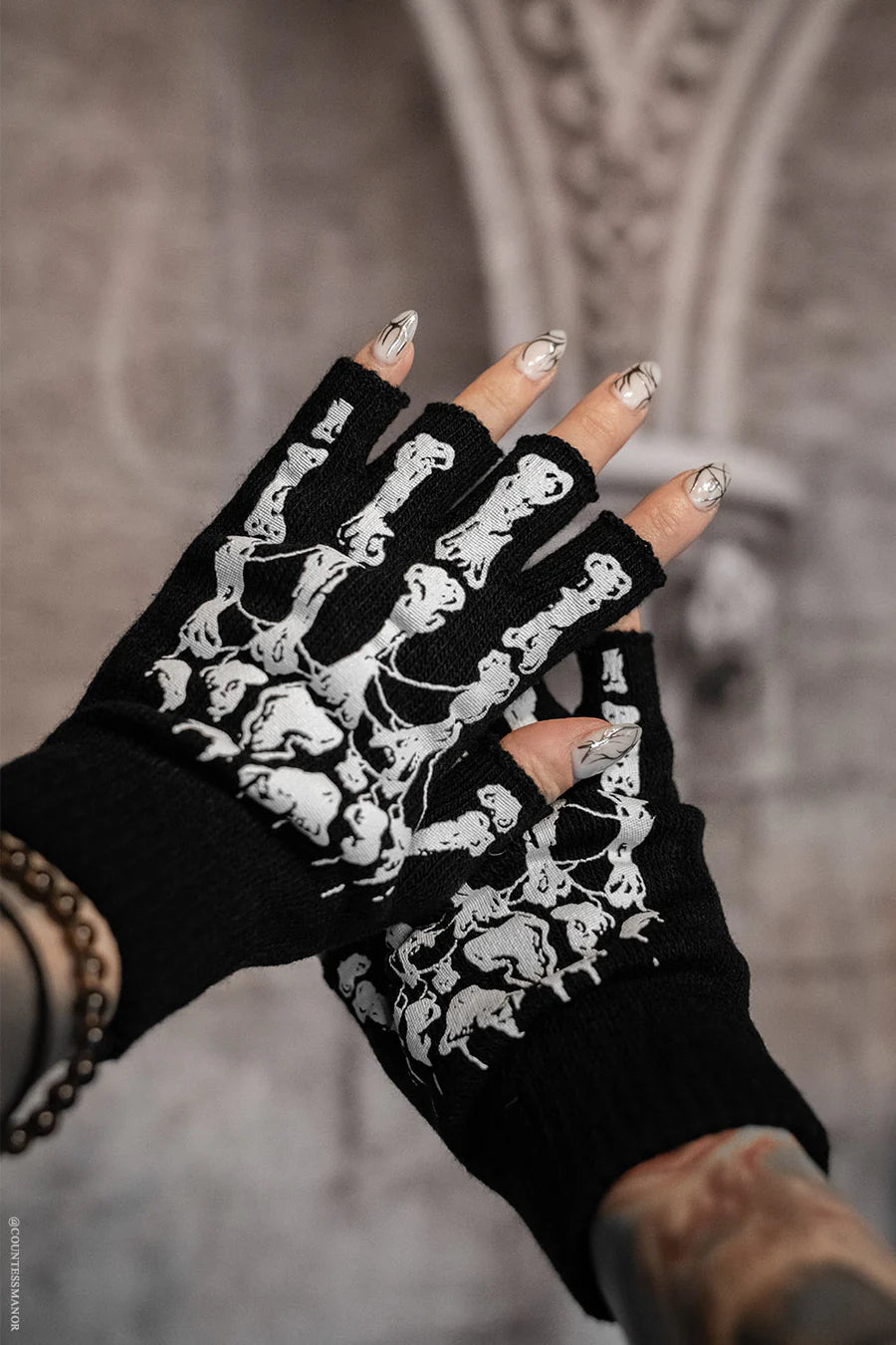 Dead Inside Skeleton Gloves Fingerless