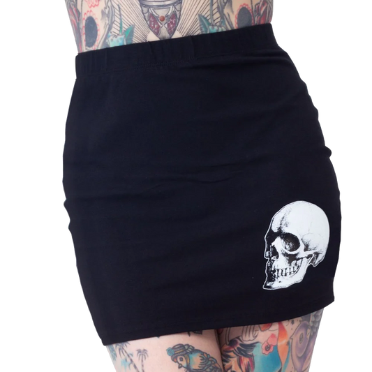 Skeleton Glow Hand Black Mini Skirt