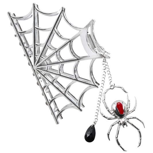Spiderweb Charm Web Claw Clip Silver