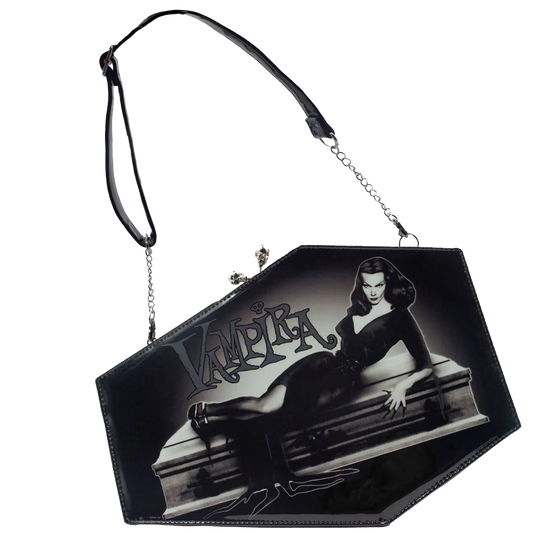 Vampira Skull Kiss Lock Deluxe Coffin Handbag