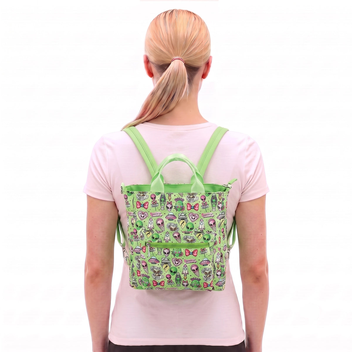 Alien Collage Convertible Backpack in Vinyl