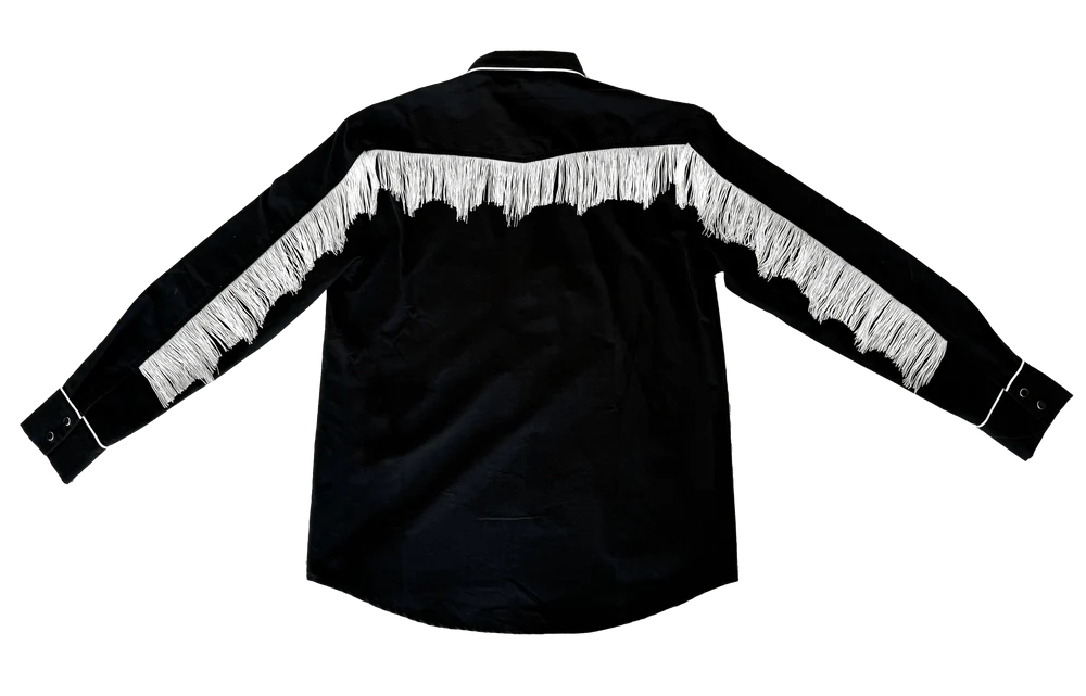 The Y'allternative Collection Bat Embroidered Western Tassel Shirt