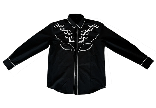 The Y'allternative Collection Bat Embroidered Western Tassel Shirt
