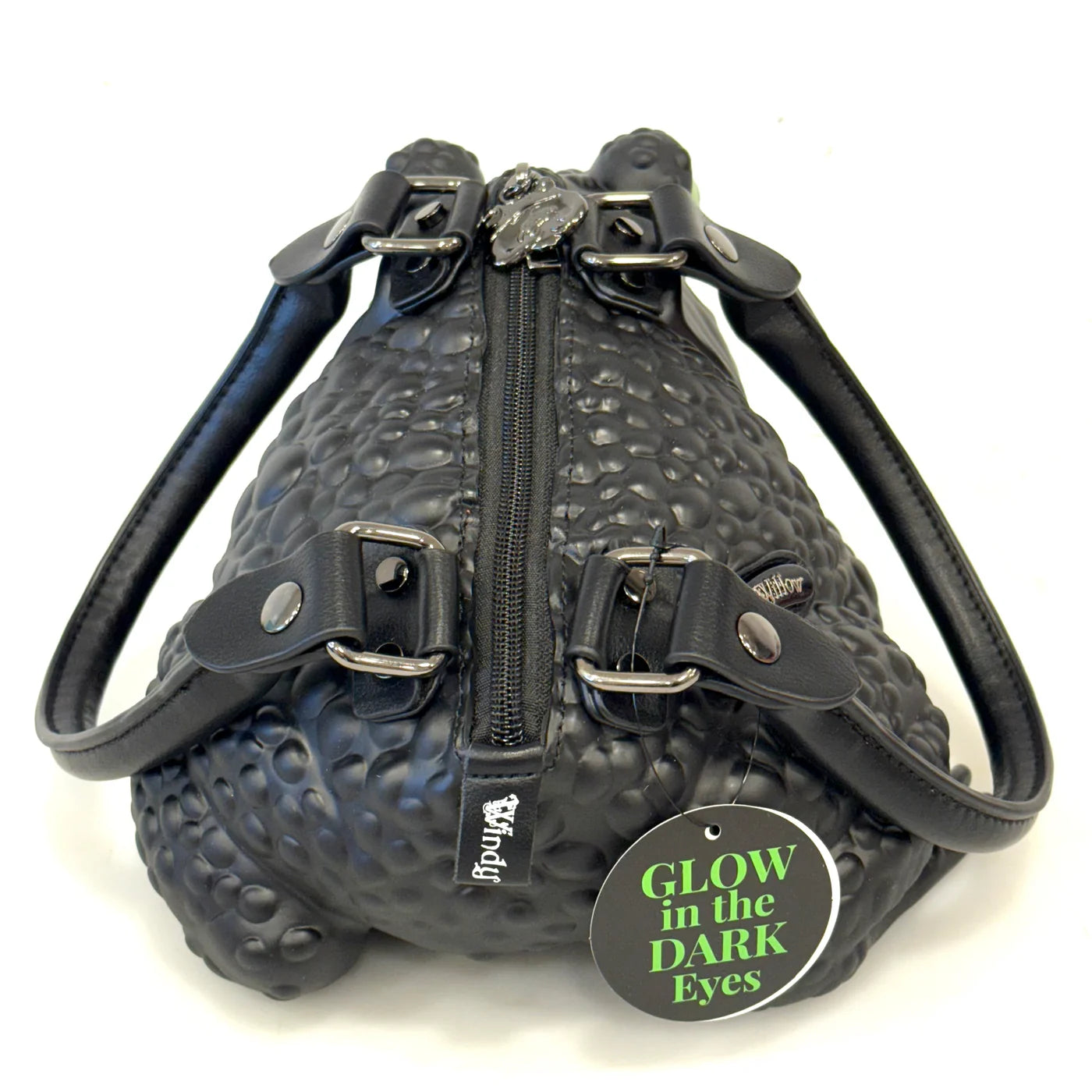 WINDY WILLOWS Black Toad Bag White Glow Eyes