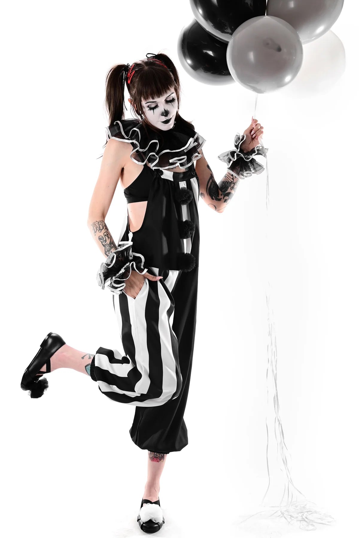 FOXBLOOD Side Show Overalls White/Black