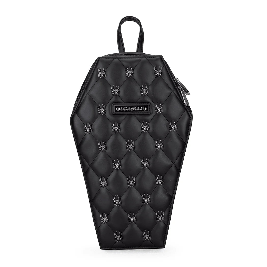Rock Rebel Lucy Spider Studded Coffin Backpack Black