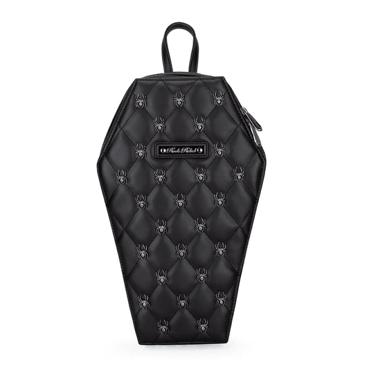 Rock Rebel Lucy Spider Studded Coffin Backpack Black