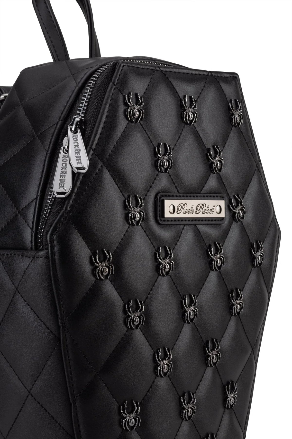 Rock Rebel Lucy Spider Studded Coffin Backpack Black