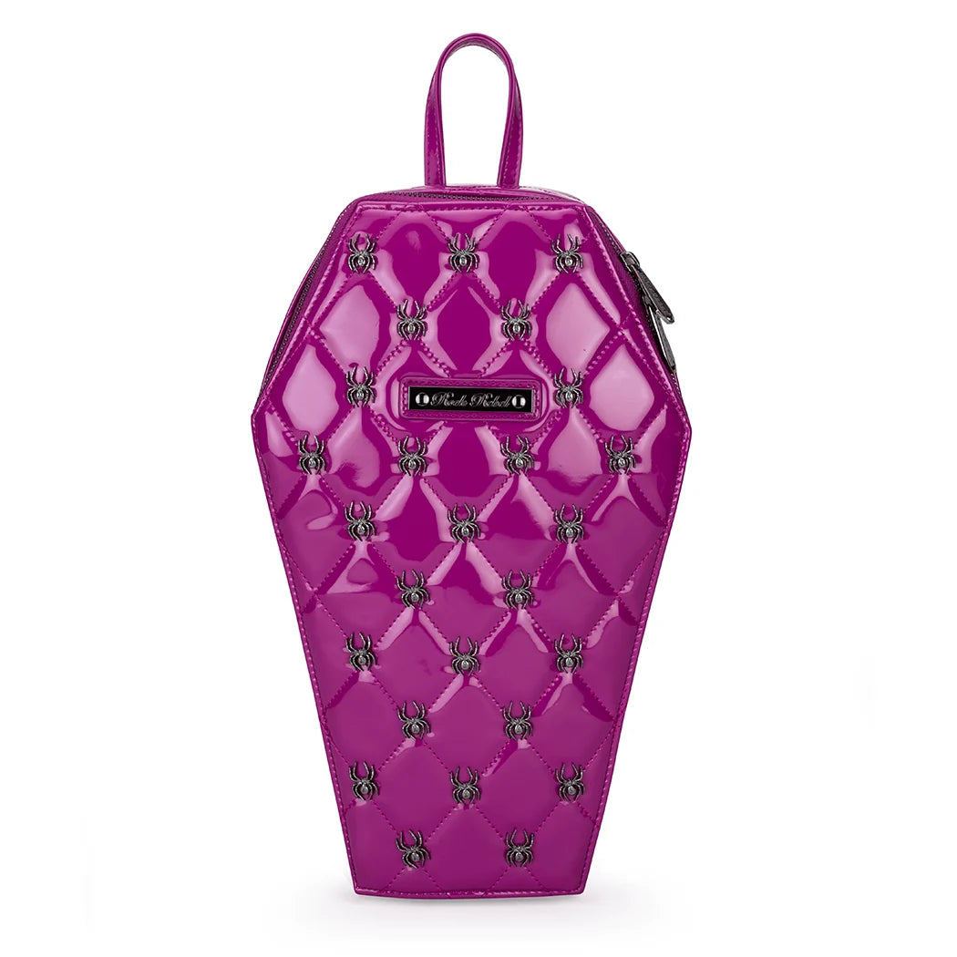 Rock Rebel Lucy Spider Studded Coffin Backpack Purple