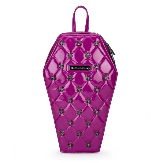 Rock Rebel Lucy Spider Studded Coffin Backpack Purple