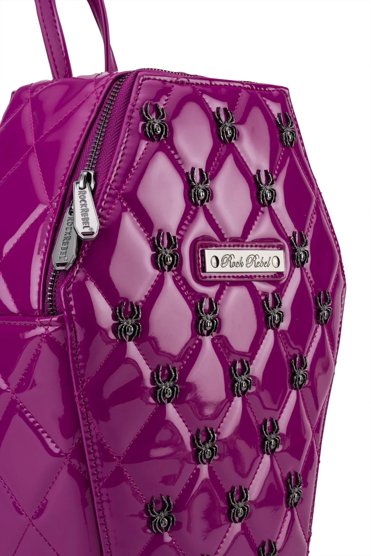 Rock Rebel Lucy Spider Studded Coffin Backpack Purple