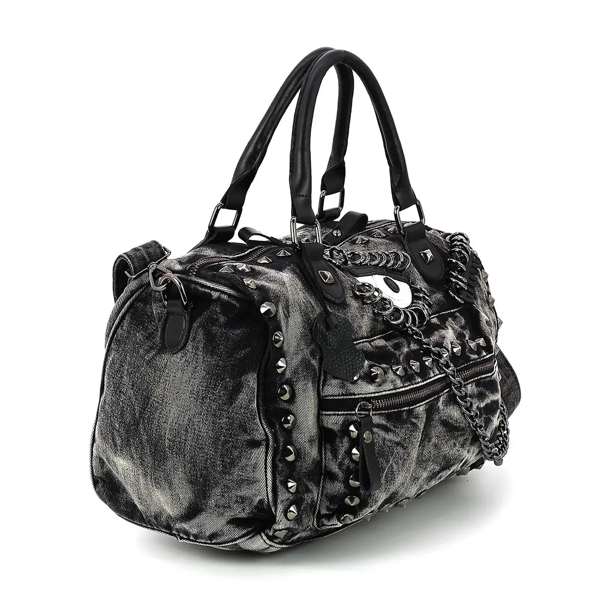 Vintage Washed Denim Satchel Eye Motif in Cotton