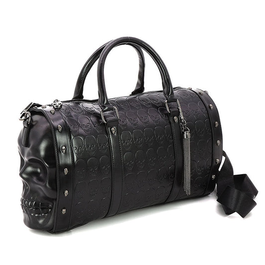 Dual Skull Large Satchel in Vinyl