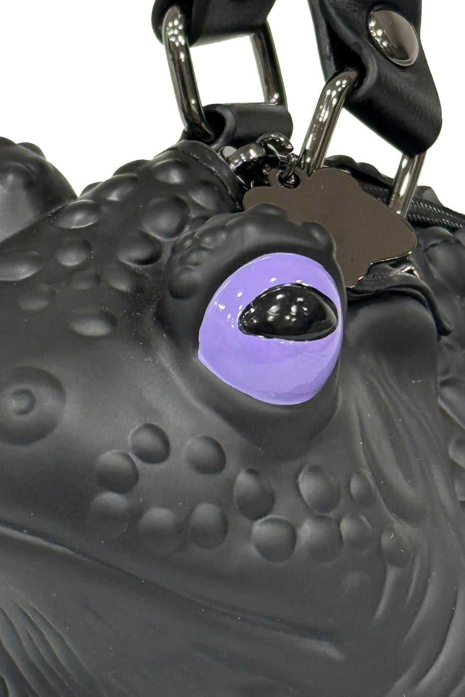 WiNDY WILLOWS Black Toad Bag Purple Eyes