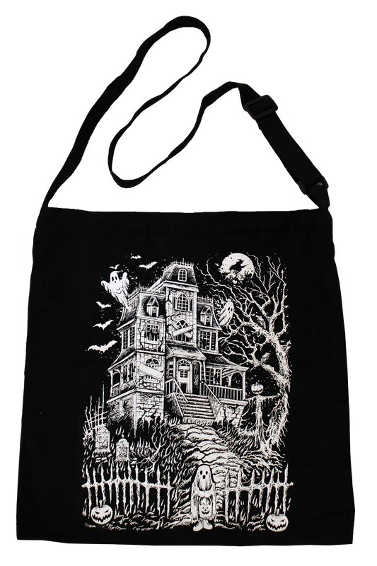 Haunted Mansion Shoulder Sling Zipper Tote Bag