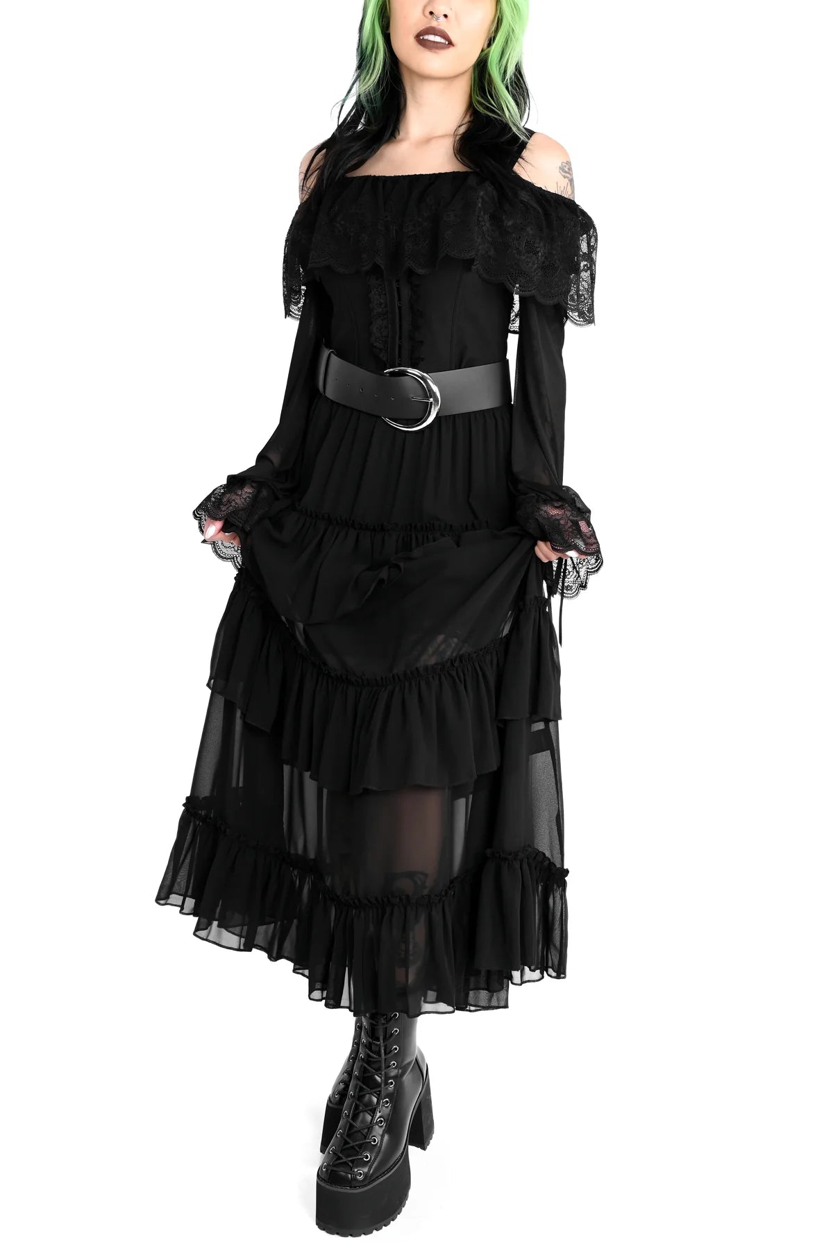 Foxblood Leah Ruffle Skirt Chiffon