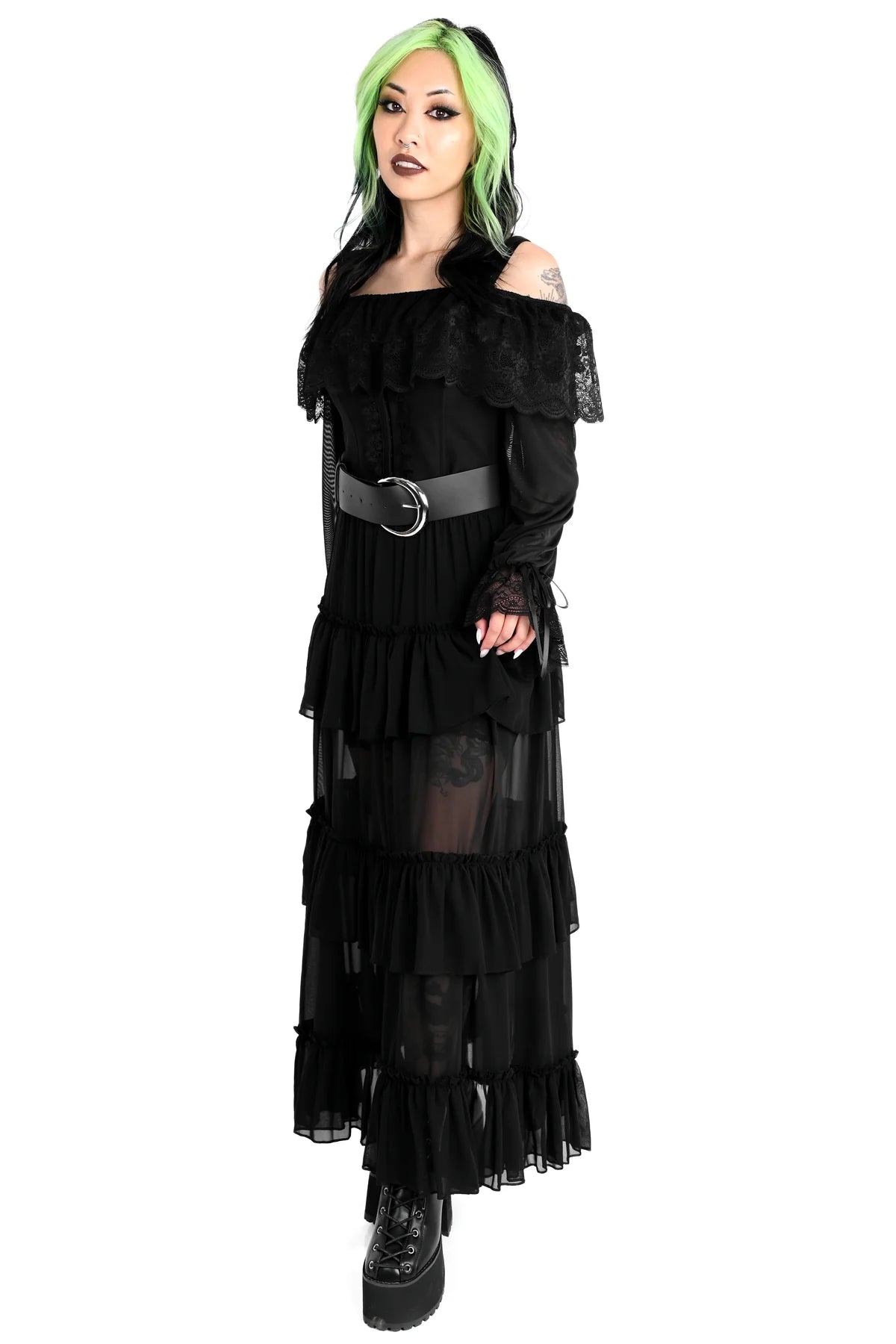 Foxblood Leah Ruffle Skirt Chiffon