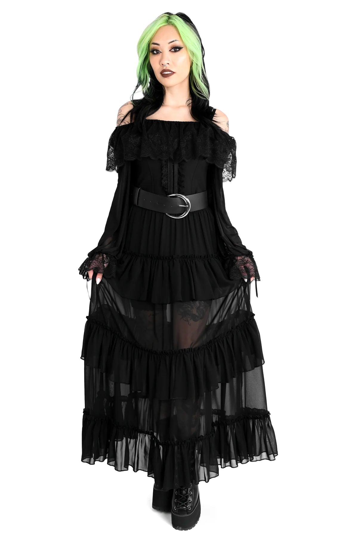 Foxblood Leah Ruffle Skirt Chiffon