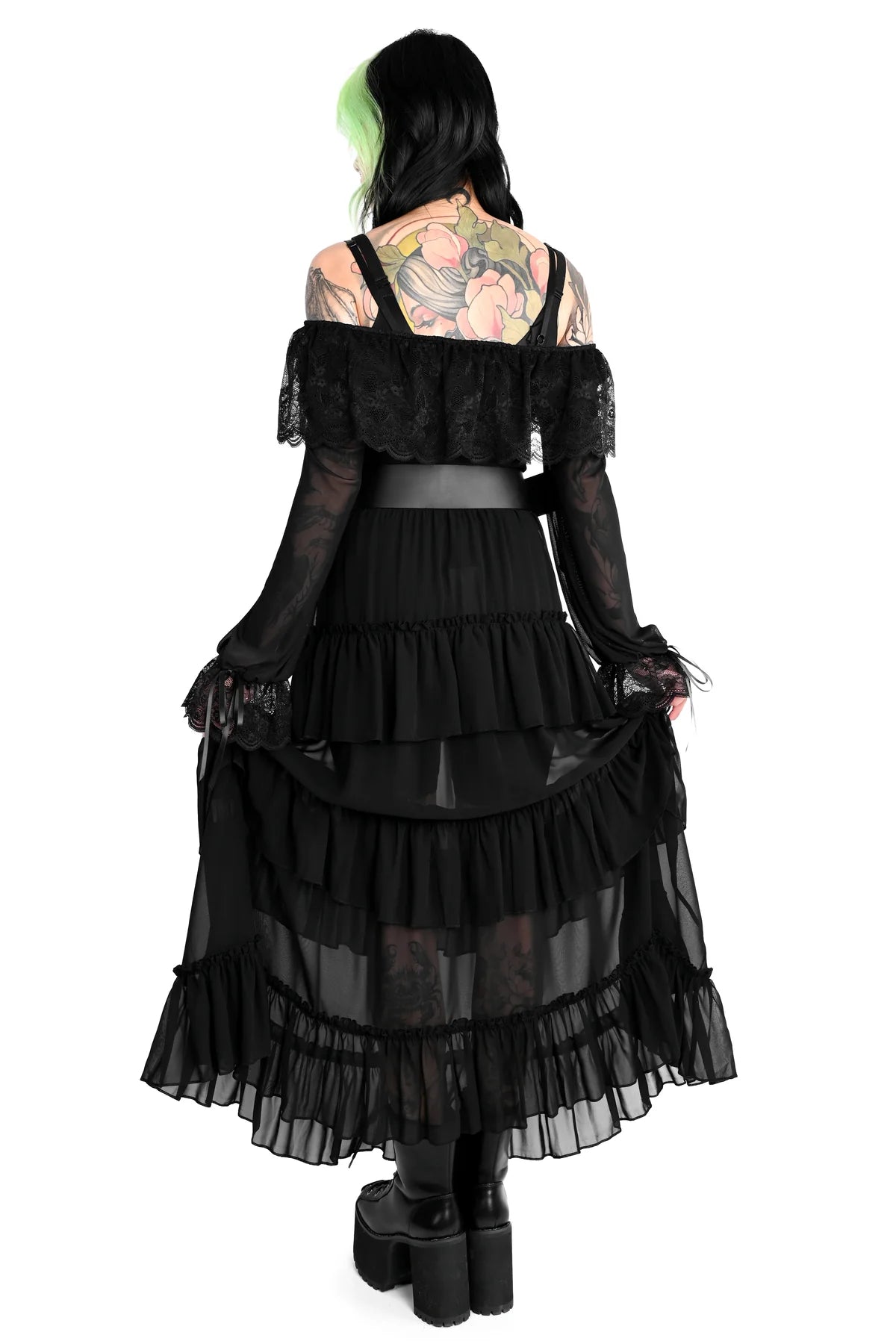 Foxblood Leah Ruffle Skirt Chiffon