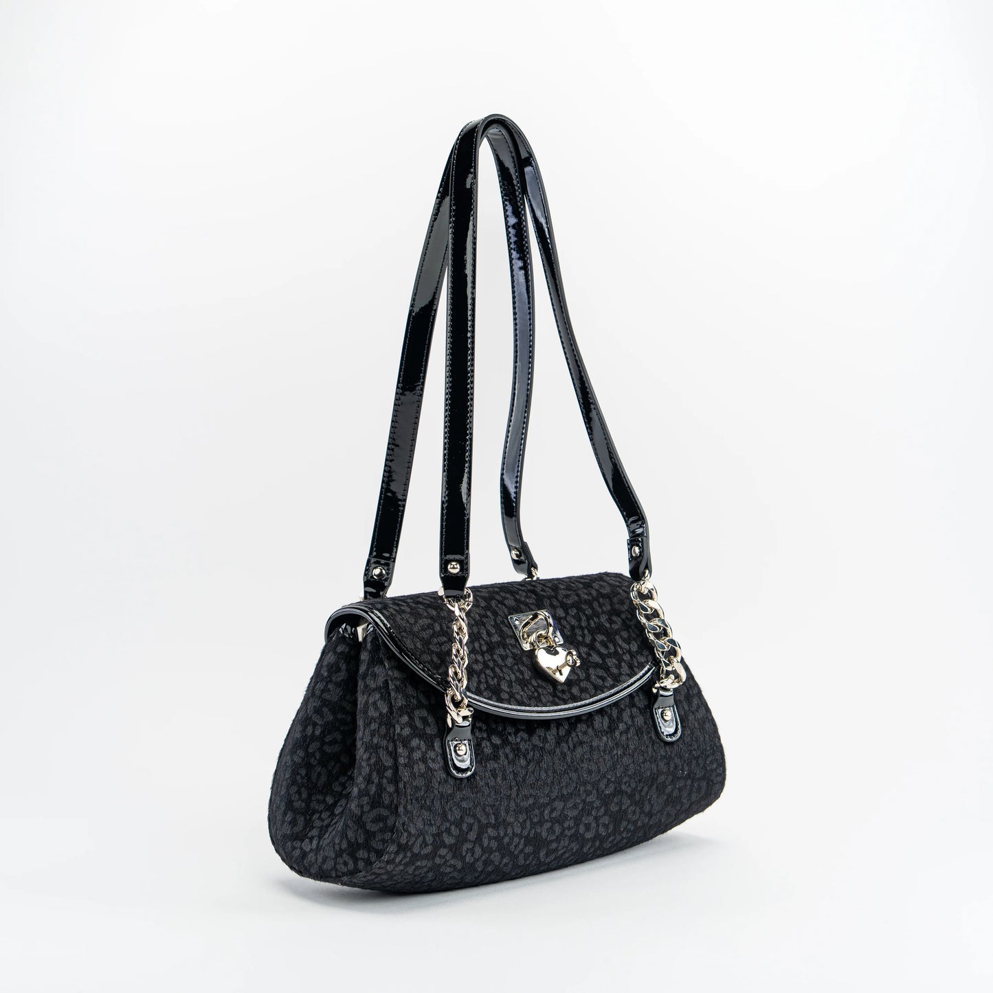 Velour Leopard Shoulder Bag