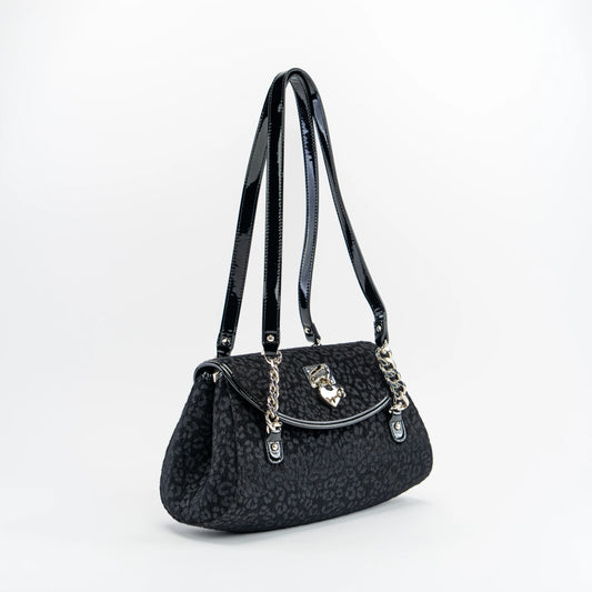 Velour Leopard Shoulder Bag