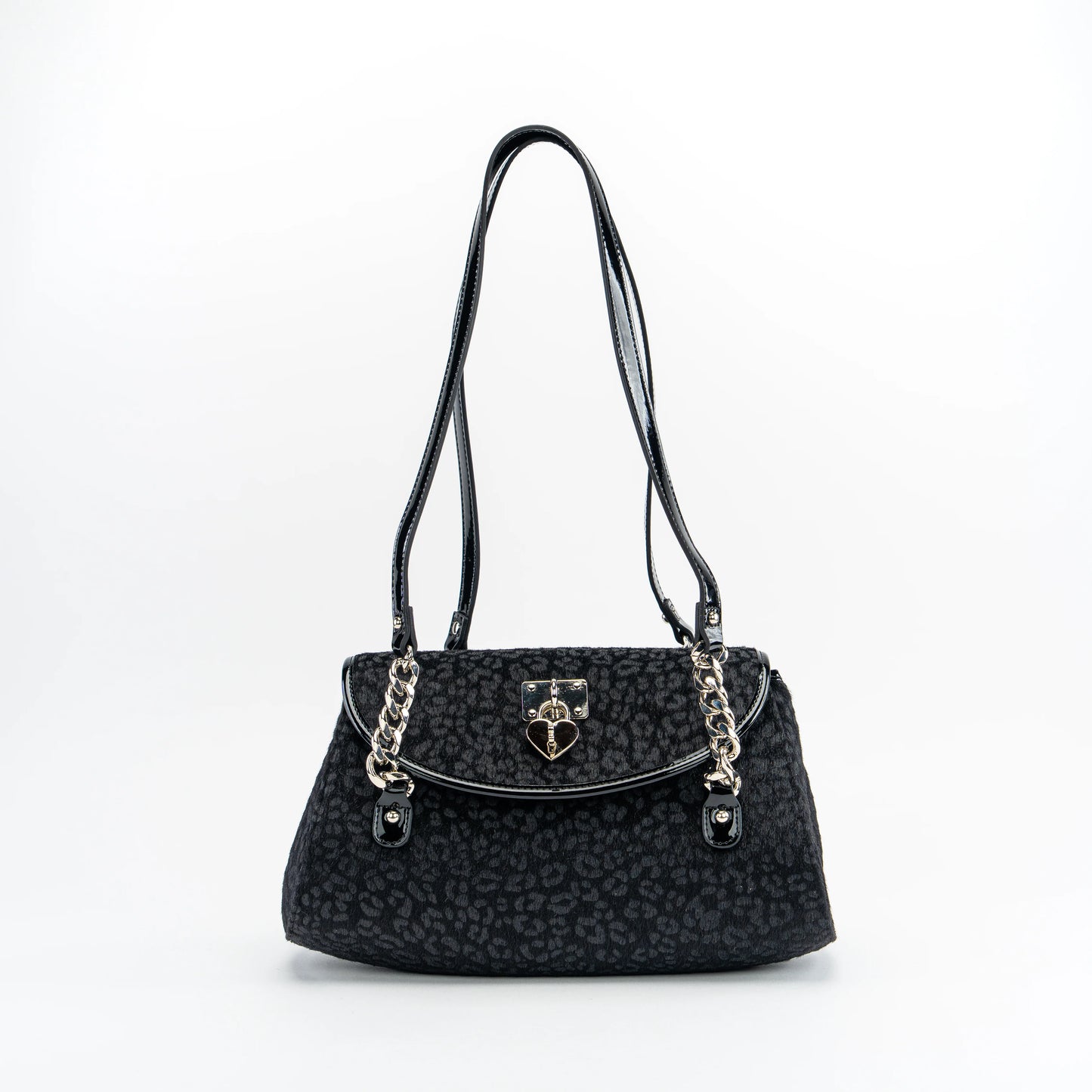 Velour Leopard Shoulder Bag