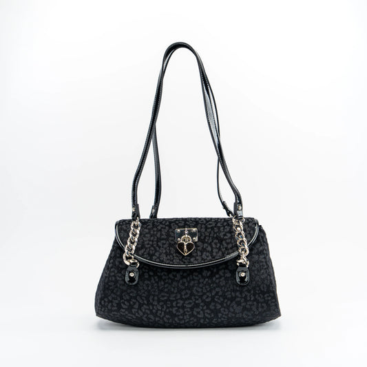 Velour Leopard Shoulder Bag