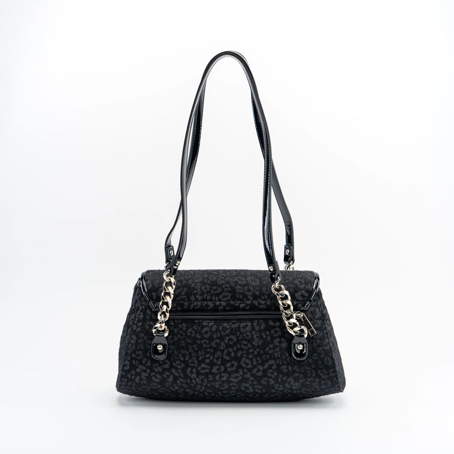 Velour Leopard Shoulder Bag