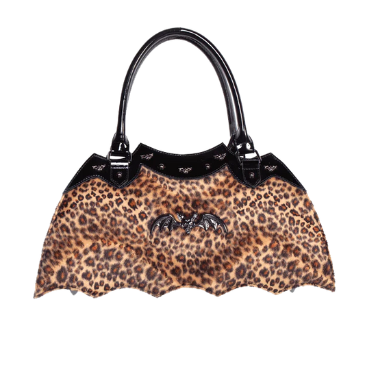 Damask Bat Handbag In Fuzzy Leopard